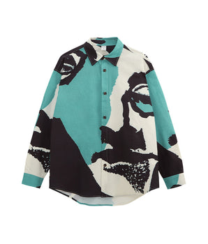 Tung Sung Color Block Digital Print Portrait Shirt - Artistic Style