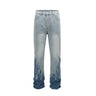 Tung Sung Retro-Styled Denim Jeans with Distressed Hems & Flame Applique Patches - Tung Sung