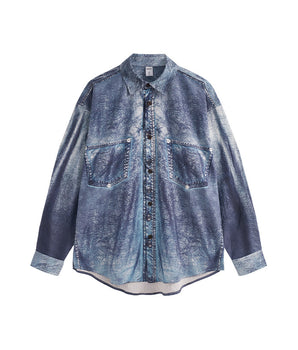 Tung Sung Faux Denim Digital Print Shirt - Casual Streetwear Style