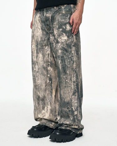 Tung Sung Digital Print Camouflage Splatter Jeans in Relaxed Fit - Tung Sung