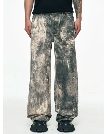 Tung Sung Digital Print Camouflage Splatter Jeans in Relaxed Fit - Tung Sung