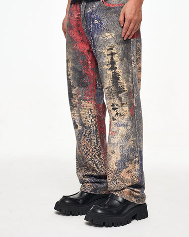 Tung Sung 3D Printed Digital Camouflage Pattern Straight Jeans - Tung Sung