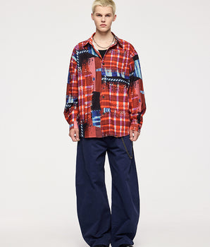 Tung Sung Patchwork Colorblock Gingham Seersucker Shirt - Casual Fit