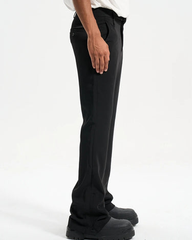 Tung Sung Black Split-Hem Flare Wrinkle-Resistant Dress Pants - The Perfect Blend of Style and Classic Elegance - Tung Sung