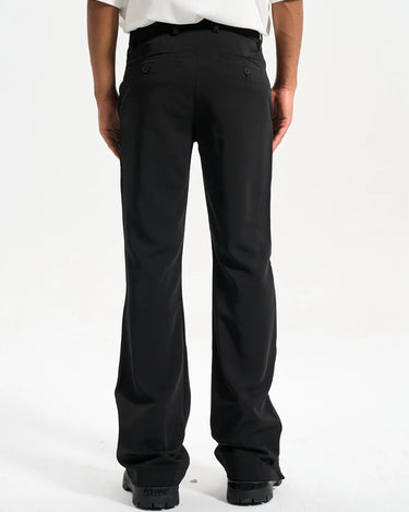 Tung Sung Black Split-Hem Flare Wrinkle-Resistant Dress Pants - The Perfect Blend of Style and Classic Elegance - Tung Sung