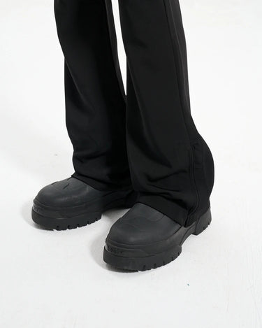 Tung Sung Black Split-Hem Flare Wrinkle-Resistant Dress Pants - The Perfect Blend of Style and Classic Elegance - Tung Sung