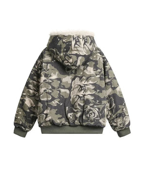 Tung Sung Fur Collar Camouflage Coat