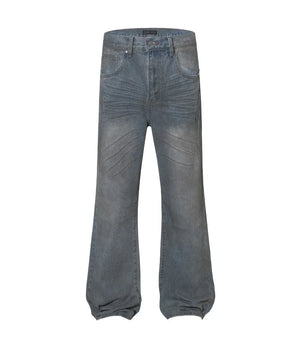 Distressed Vintage Flare Jeans with Worn Texture