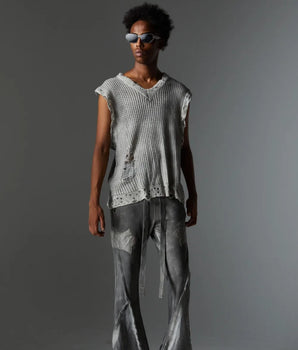 Post-Apocalyptic Washed Distressed Frayed Flare Sweatpants