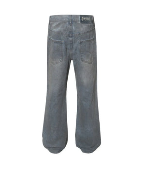 Distressed Vintage Flare Jeans with Worn Texture