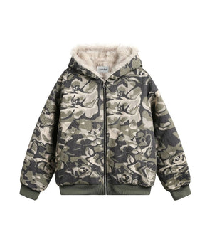 Tung Sung Fur Collar Camouflage Coat