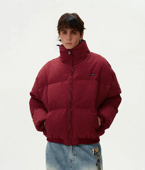 Tung Sung Stand-up Neck Plaid Puffer