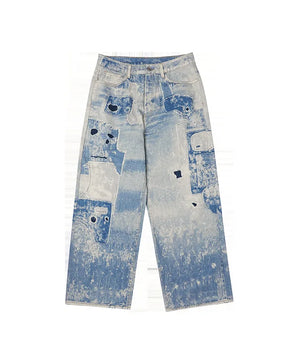 Tung Sung Washed Tie-dye Digitally Printed Jeans