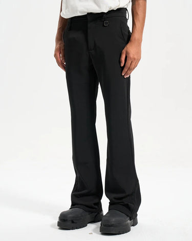 Tung Sung Black Split-Hem Flare Wrinkle-Resistant Dress Pants - The Perfect Blend of Style and Classic Elegance - Tung Sung