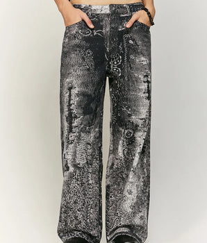 Tung Sung Retro Cashew Flower Digital Print Jeans