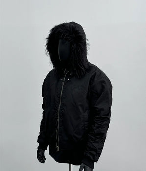 Tung Sung Fur Hooded Coat Black