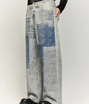 Tung Sung Washed Snowflake Digital Printed Jeans