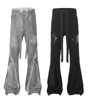 Post-Apocalyptic Washed Distressed Frayed Flare Sweatpants