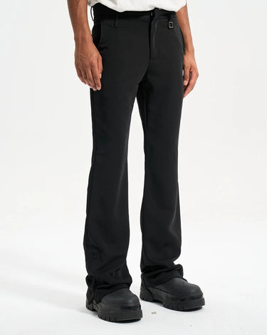 Tung Sung Black Split-Hem Flare Wrinkle-Resistant Dress Pants - The Perfect Blend of Style and Classic Elegance - Tung Sung