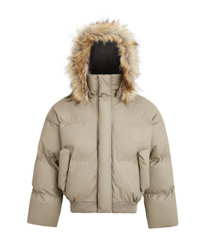 Tung Sung Hat Detachable Fur Collar Puffer Jacket Short