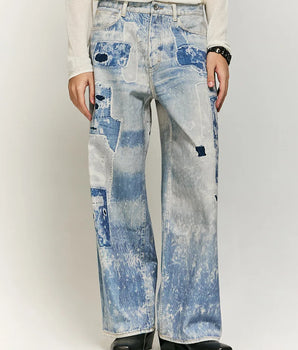 Tung Sung Washed Tie-dye Digitally Printed Jeans