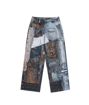 Tung Sung Retro Patchwork Digital Print Jeans