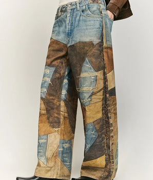 Tung Sung Retro Sticker Digital Print Jeans