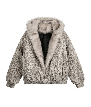 Tung Sung Fur Collar Leopard Coat