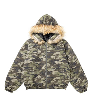 Tung Sung Camouflage Puffer Jacket Removable Fur Collar