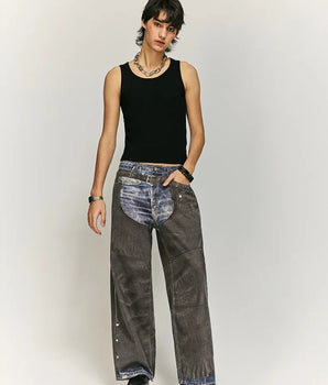 Tung Sung Leather Digitally Printed Jeans