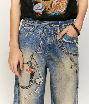 Tung Sung Chain Digital Print Jeans