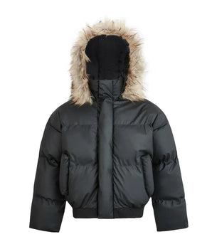 Tung Sung Hat Detachable Fur Collar Puffer Jacket Short