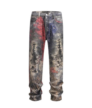 Tung Sung 3D Printed Digital Camouflage Pattern Straight Jeans - Tung Sung