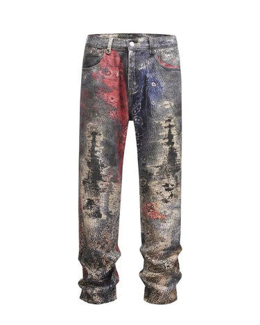 Tung Sung 3D Printed Digital Camouflage Pattern Straight Jeans - Tung Sung