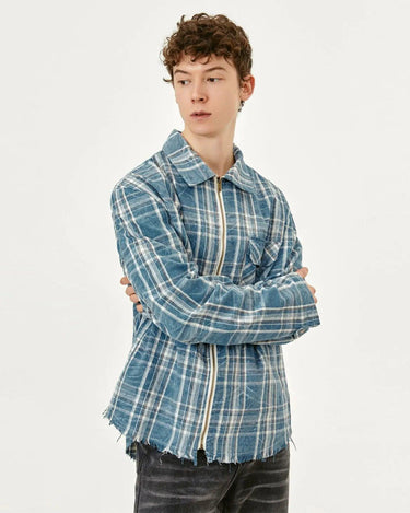 Tung Sung Plaid Long-Sleeve Shirt with Fringe Trim & Zipped Cuffs - Essential Layering Piece - Tung Sung