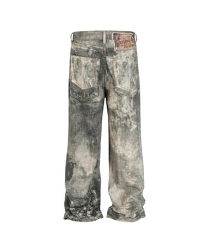 Tung Sung Digital Print Camouflage Splatter Jeans in Relaxed Fit - Tung Sung