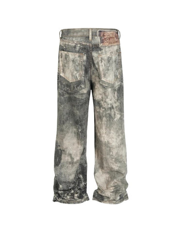 Tung Sung Digital Print Camouflage Splatter Jeans in Relaxed Fit - Tung Sung