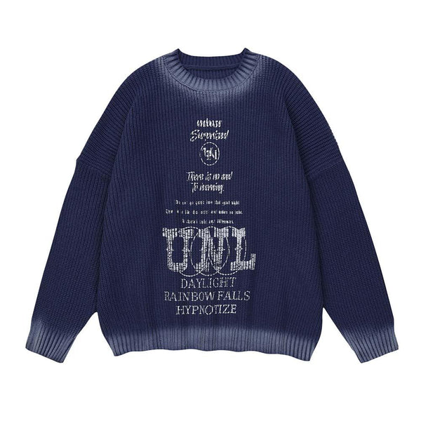 American Retro English Slogan Round Collar Woollen Sweater J318 - UncleDon JM