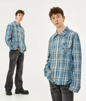 Tung Sung Plaid Long-Sleeve Shirt with Fringe Trim & Zipped Cuffs - Essential Layering Piece - Tung Sung