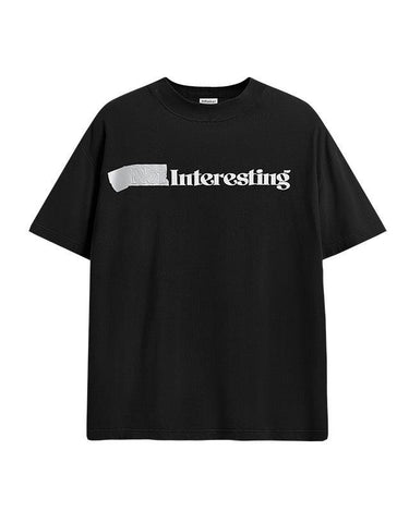 Tung Sung Trendy Mock-Tape High-Neck Tee with 3D Silicone Lettering Print in Relaxed Fit - Tung Sung