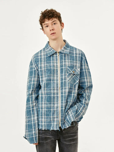 Tung Sung Plaid Long-Sleeve Shirt with Fringe Trim & Zipped Cuffs - Essential Layering Piece - Tung Sung