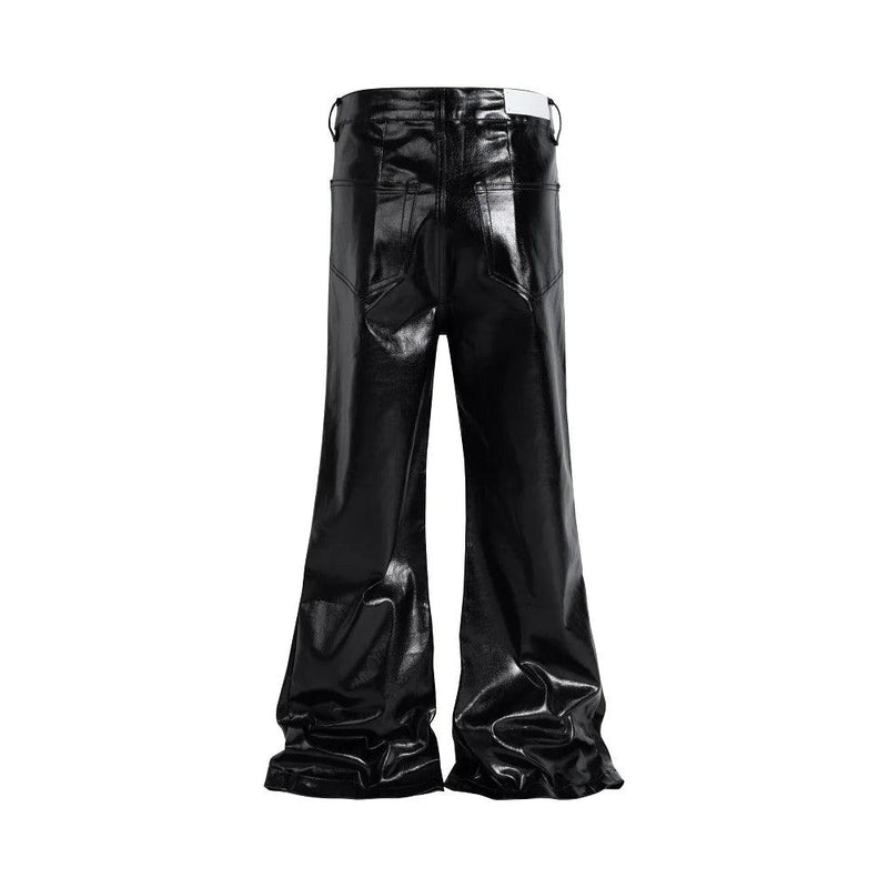 Black-coated Glossy Patent Leather Tactical Pants ZJ008 - UncleDon JM