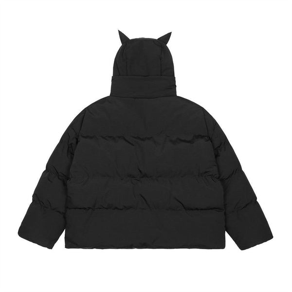 Black Cowhorn Puffer Hooded Jacket 008 - UncleDon JM