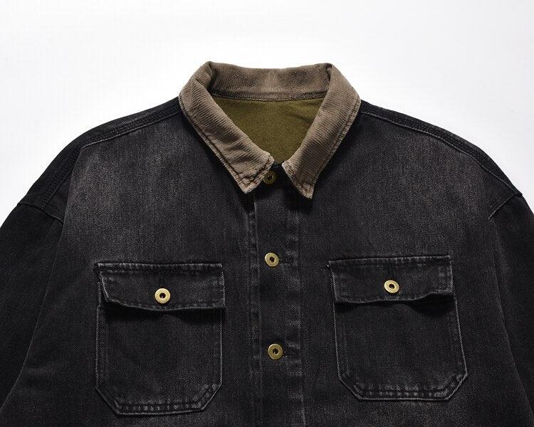 Black Distressed Denim Jacket Q103 - UncleDon JM