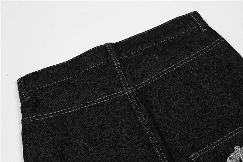 Black $ Print Jeans K8012 - UncleDon JM