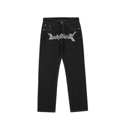 Black $ Print Jeans K8012 - UncleDon JM