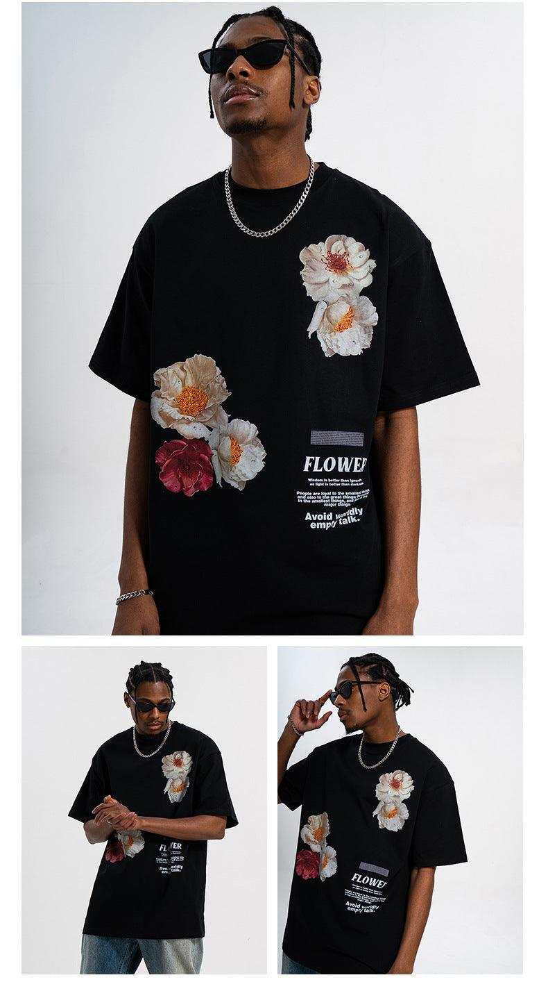 Black Flower Graphic T-shirts VT0309 - UncleDon JM