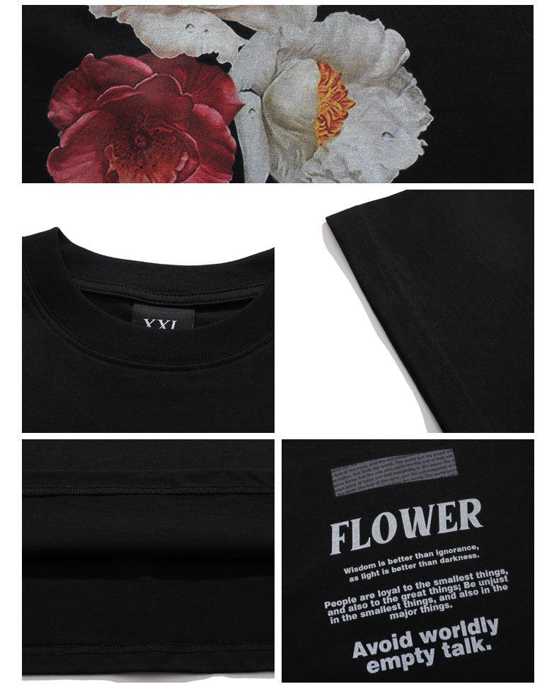 Black Flower Graphic T-shirts VT0309 - UncleDon JM