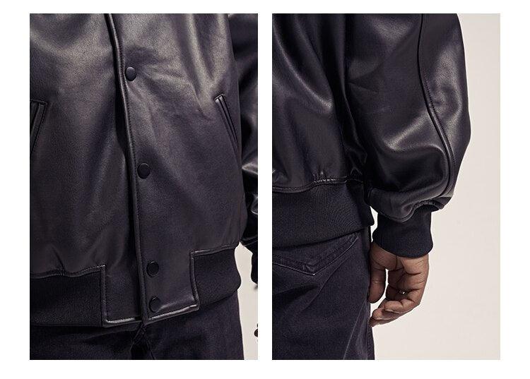 Black Leather Jacket H209 - UncleDon JM