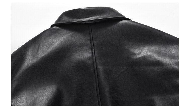 Black Leather Jacket H209 - UncleDon JM